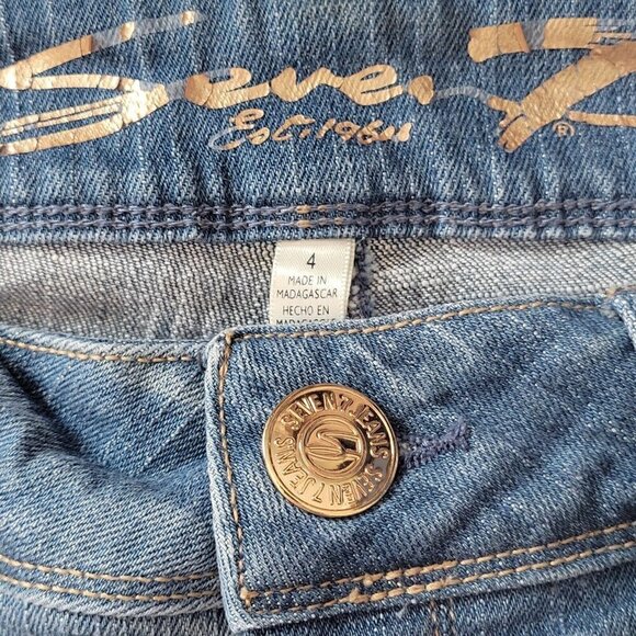 Seven7 Slim Straight Jeans Mid Rise Leg Slits Distressed 29X28 Size 4 - Picture 3 of 12